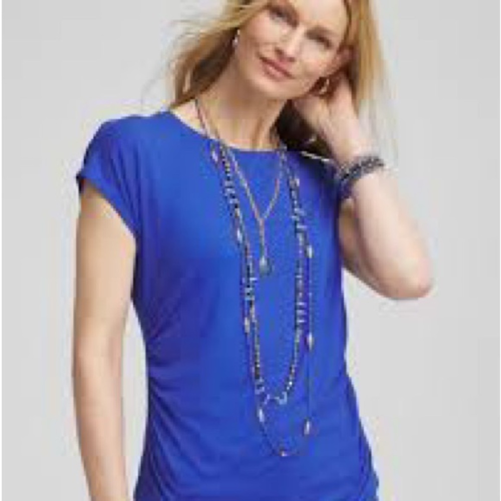 Chico’s Women’s Royal Blue Cap Sleeve Dolman Tee
